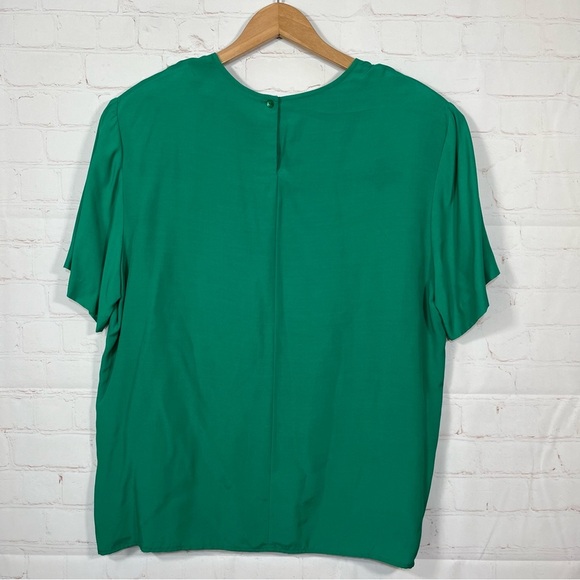 Vintage Talbots 80s Blouse Top Womens Size 16 Green Short Sleeve Shoulder Pads - Picture 9 of 9